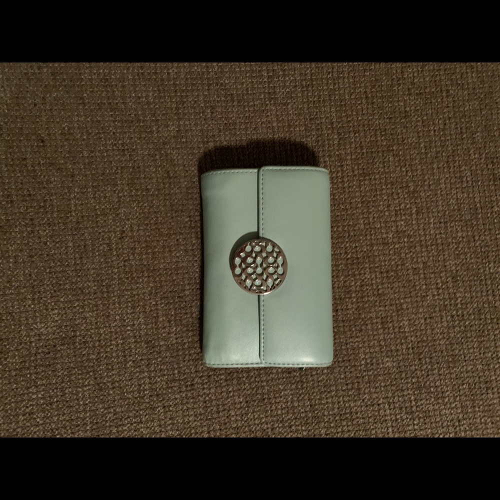 Coach trifold mint green wallet